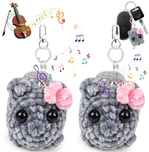 2 Stück Hamsti Schlüsselanhänger, Sad Hamster mit Sound, Trauriger Hamster Schlüsselanhänger, Sad Hamster Meme Plüschtier, Handgestrickte Sad Hamster Kuscheltier, Hamster-Schlüsselanhänger Geschenke