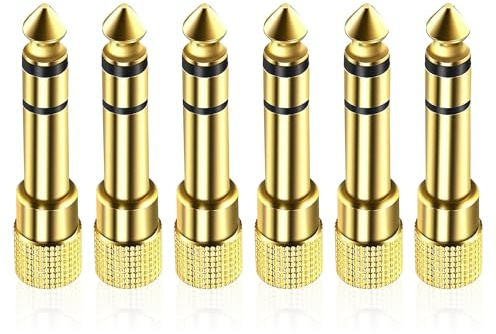 Pennle 6 Pièces Adaptateur Jack 6.35 mm Mâle vers 3.5 mm Femelle, Casque Prise Audio Connecteur Stéréo Headphone Aux Adapter Plaqué pour Mono, Casque, Home Cinéma, Piano, Instruments, Amplificateurs