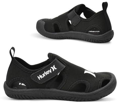 Hurley Kona Toddler Water Shoes - Beach Essentials, Girls and Boys Closed Toe Sandals, Lightweight, Breathable, Kids Water Shoes with Non-Slip Sole and Adjustable Straps, Outdoor Toddler Swim Shoes