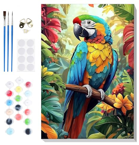 Lxmsja Peinture Numero Oiseau Adulte avec Cadre, Peinture par Numero Animaux, Peinture Acrylique Numéro d'art avec Pinceaux, Loisirs Créatifs Adultes, Activité Manuelle Adulte, 20x30cm