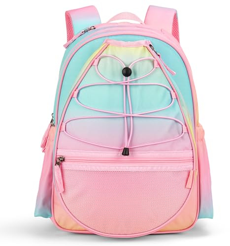 Choco Mocha Tennisrucksack Kinder Tennistasche für Mädchen Sportschlägertasche Teenager Rucksack 16 Zoll, Rosa