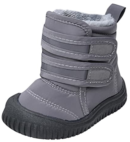 Generisch Hook Loop Stivali Low Cut Tessuto Impermeabile Stivali Da Neve Bambini Scarpe Invernali Ragazze Ragazzi Stivali All'aperto, grigio., 27 EU
