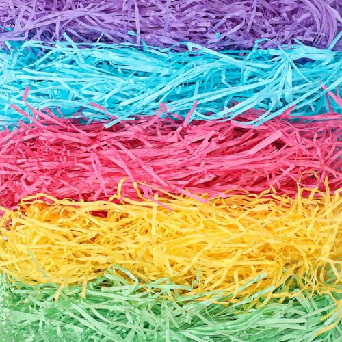 woric 400g Easter Shredded Tissue Paper, Coloured Shredded Paper for Gift Boxes, Tissue Paper Shredded for Hamper Filling Packaging Easter Party Birthday