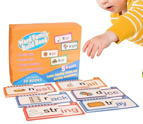 Livre pour la construction de familles de mots | Jeu éducatif pour l'apprentissage du vocabulaire | Cartes d'apprentissage pour la phonétique et le lissage | Pour la maternelle, la salle de classe à