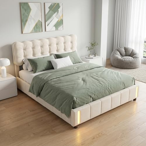 ZSSWSS Cama de matrimonio con canapé, 160 x 200 cm, estructura de cama acolchada de terciopelo con somier de láminas, camas dobles con almacenamiento, cama contenedor para adultos y adolescentes