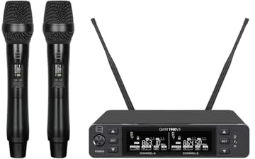Q audio QWM 1960 V3 HH UHF Dual Channel True Diversity Wireless Microphone System (Channel 38)