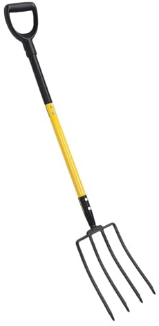 Cryfokt Forca da Giardino, Forca da Giardino a 4 Denti per Impieghi Gravosi da 46 Pollici con Manico in Metallo a Forma di Y per Compost Fieno Letame Terreno Allentamento Lettiera