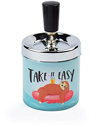 Legami - Posacenere con Pulsante, antiodore, Ø 7 cm, Take it Easy, Tema Sloth