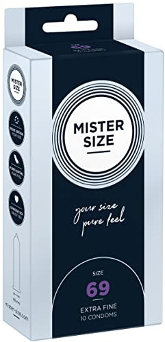 MISTER SIZE Kondome gefühlsecht hauchzart 69mm im 10er Pack/extra dünn, extra fein, extra feucht/aus 100% Naturkautschuk-Latex in deiner Größe XXL/natural feeling 10er Packung