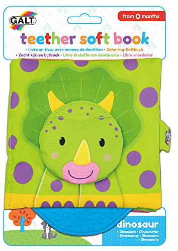 Galt Toys, Teether Soft Book - Dinosaur, Baby Teether & Soft Book Toy, Ages 0 Months Plus