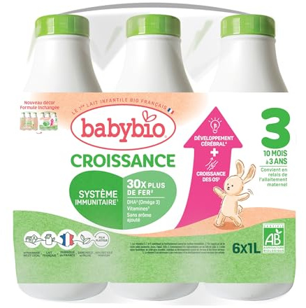Babybio croissance lait de vache dès 10 mois 6 x 1L