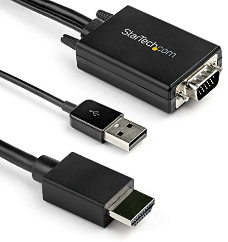 StarTech.com VGA2HDMM2M Câble adaptateur VGA vers HDMI - 2 m - 1080p - Audio USB - Alimenté par USB - Mâle à mâle