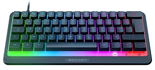 Roccat Magma Mini - Clavier Gaming RGB 60%, 5 Zones d'éclairage programmables, Touches à Membrane optimisée, Fonctions programmables, Anti-ghosting et étanche, Noir