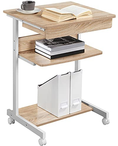 Yaheetech Schreibtisch Computertisch Büromöbel PC Tisch Bürotisch Arbeitstisch aus Holz und Stahl mit Ablage und Schublade 79 x 56 x 51cm