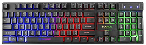 MARVO K605 Gaming Keyboard - 3 Colour LED Backlit, Multi Media and Anti Ghosting Keys, Frameless Design, USB 2.0 Connection, UK Layout