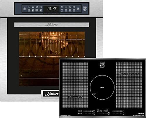 Kaiser Olan induktionsspis set EH 6306 RS+KCT 77 FI La Perle, inbyggd ugn, rostfritt stål, 79 l 15 fkt. Grill luftfryer full touch induktionshäll 77 cm/installation spis/bil