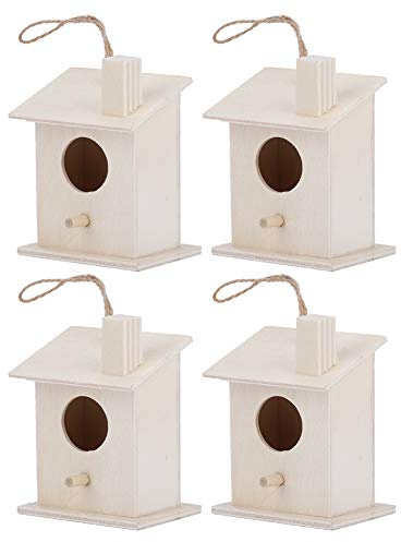 Nidos De Madera para Pájaros, 4 Piezas Innovadoras Colgantes De Madera para Casa De Pájaros, Nidos, Jaula, Adorno para Decoración De Jardín Al Aire Libre