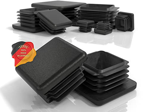 PD® Lamellenstopfen 40x40 mm für Vierkantrohr (Außenmaß) | Vierkant Endkappen aus PE Kunststoff | Rohrstopfen zur Rohrabdeckung von Metallrohr & Aluprofil | Quadratstopfen Schwarz | 20 Stück
