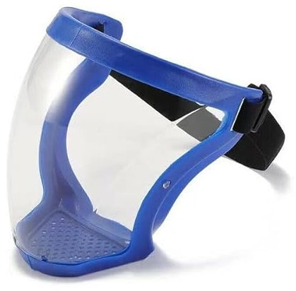 IMBTECH | Anti-fog Full Face Shield Super Protective Head Cover Transparent Safety Mask | Anti Fog Reusable for Protection, Transparent Face Shields | Men Women Protect Eyes Face (BLUE)