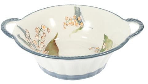 Kichvoe Ciotola in Ceramica Con Manici Per Zuppa E Ramen Grande Ciotola Da Portata Stile Nordico Per Casa E Ristoranti Adatta Per Minestra Noodle E Insalata