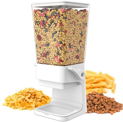Hovea - Müslispender mit Kapazität 5L - Spender für Cerealien, Cornflakes, Müsli, Pasta, Trockenfutter - Futterspender Hund & Katze - Küche, Frühstück - Weiß, Weiss - CR500