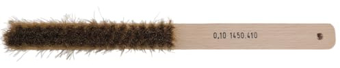 Handborste i mässing med trähandtag - 4 rader - för rengöring och bearbetning av små smyckesdelar, klocktillverkning (medium Ø 0,10 mm)