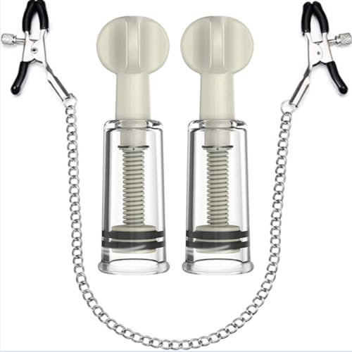 Nipple Clips Clamps and Nipple Suckers Adjustable Body Ring Body Clamps Body Ring Non-Piercing Chain Stainless Steel for Women Faux Body Jewelry White