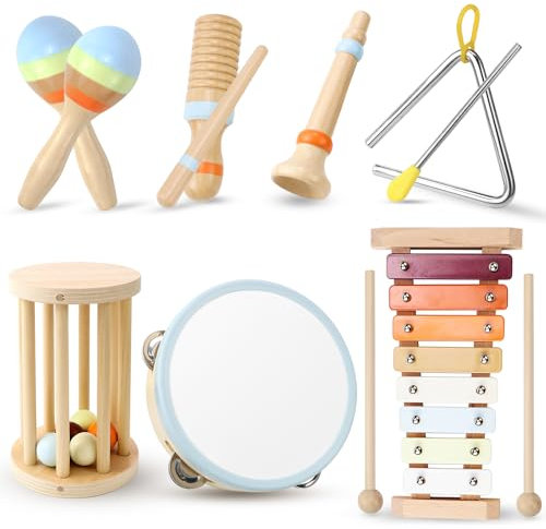 Musikinstrument för barn, xylofon trumma, barnleksaker, set om 7 för barn, barnleksaker från 3 år