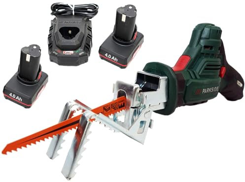 HEADNMORE® Bundle – PARKSIDE® 12 V sladdlös grensåg grensax PAAS 12 HEADNMORE® nyckelring (2 x 4 Ah batteri)