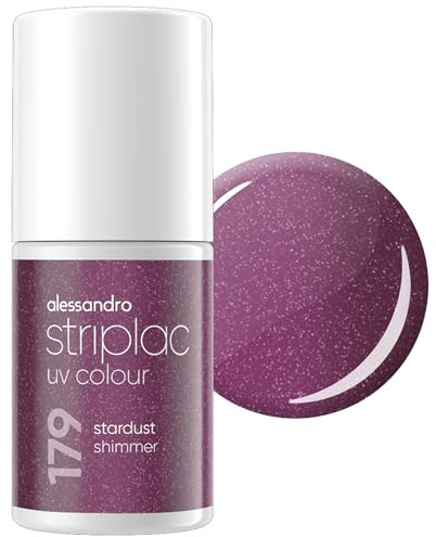 alessandro Striplac UV-Nagellack Stardust Shimmer - Deckend & Kratzfest bis zu 15 Tage - Leichtes Auftragen - Schonende Abziehtechnologie - Vegan - Lila, 6,5ml