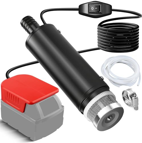 Trådlös dränkbar pump, kompatibel med Milwaukee M18V batteri (inget batteri), 100 W, 635 GPH, bärbar borstlös sumppump med 1 m slang, vattenpump för pool, bubbelpool, tank, damm