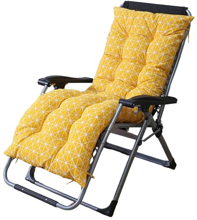 Mateju Cojín para Tumbona de Jardín, Suave Cómodo Cojín Reclinable Colchoneta para Tumbonas, Ideal para Exterior Sillas Balcón Terraza Playa, 55x120x8cm, 55x153x8cm (Amarillo,55x120x8cm)