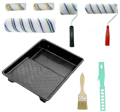 Rullo Pittura Kit,Rullo per Pittura,Set di rulli,Professionale,per Dipingere Pareti e Soffitti con Emulsione,10 Pezzi Set