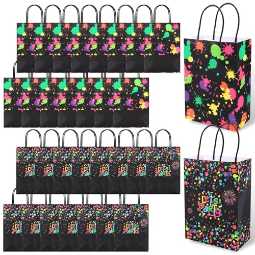 32 sacchetti regalo luminosi, portatili, luminosi con manico, sacchetti regalo decorativi al neon per compleanni, matrimoni, feste e Natale, Halloween, feste (1,32 pezzi)