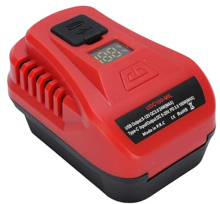 Odorkle 2 i 1 USB-batteriadapter Bärbar Kraftstation 100W Växelriktare Snabbladdning för 48-11-1828 48-11-1815 48-11-1840 18V Li-ion-batteri ABS-material LED-skärm Multipel Säkerhet