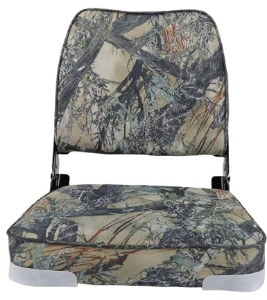 Thonlai Folding Boat Seat, Marine Grade Ethenyl Comfortable Foam Padded Low Back Boat Seat with 3in Thick Padding, for Canoe Pontoon Boat Watercraft