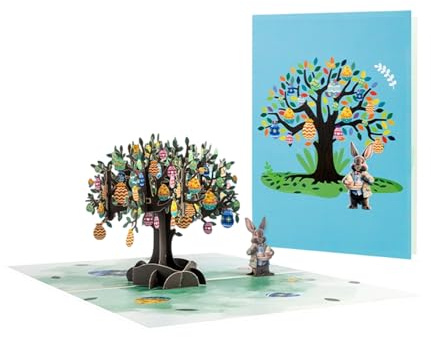 Ldduopp Tarjeta de felicitación de Pascua 3D, tarjeta de Pascua 3D, diseño de conejo de Pascua y huevo de Pascua, regalo de papel para esposa, marido, novia, madre, padre, familia, amigos
