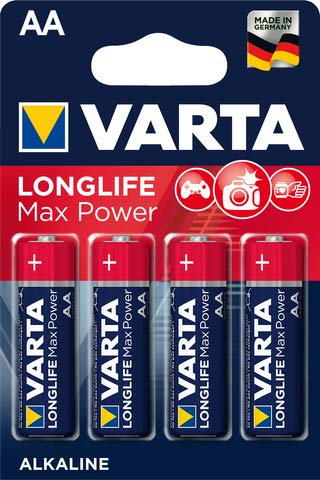VARTA Batterie LONGLIFE Max Power, Alkali-Mangan, Mignon, AA, LR6, 1,5 V, 2.600 mAh (4 Stück), Sie erhalten 1 Packung á 4 Stück