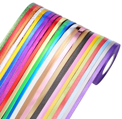 Naler Colorati Nastri per Pacchi di Regalo 5MM Nastri per Palloncini Fiorista Artigianato Regalo Decorazione Torte, Rotoli di 20M, Set di 24 Colori