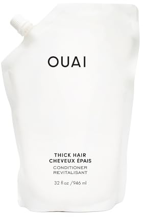OUAI Thick Hair Conditioner Refill – Feuchtigkeitsspendender Conditioner für trockenes, frizziges Haar – mit Keratin, Eibischwurzel, Sheabutter & Avocadoöl – paraben-, phthalat- & sulfatfrei (946 ml)
