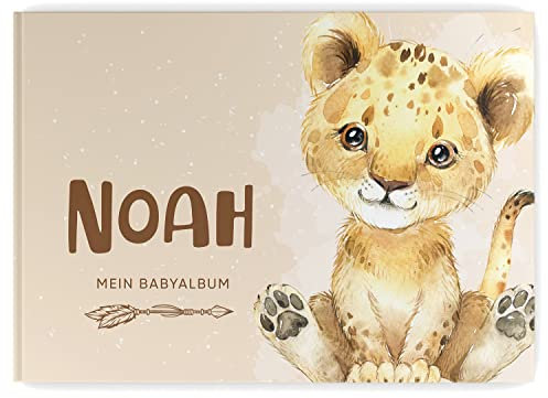 Babyalbum - Mein erstes Jahr, Junge Mädchen, Album zur Geburt, Baby-Tagebuch, schönsten Momente und Erinnerungen zum Auszufüllen auf 104 Seiten (mit Personalisierung, Löwe)