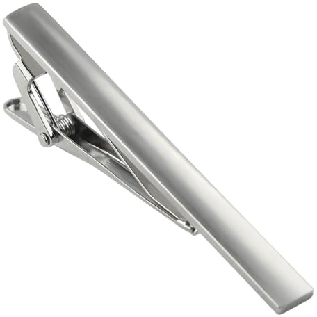 Kcmell Tie Clip for Men, Silver Tie Clip Classic Men Tie Pin, Long Styles Tie Bar Clip Square Edges Men's Tie Clips for Business Anniversary Wedding and Daily Life