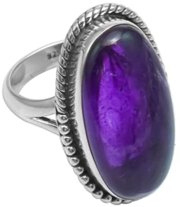 Silver palats naturlig ametist oval form ädelsten 925 sterling silver pärlring för kvinnor, Metall Ädelsten, Ametist