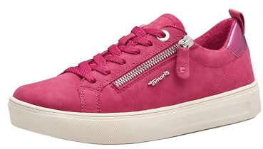 Tamaris Comfort Damen Sneaker flach mit Reißverschluss Freizeit, Rosa (Fuxia Nubuc), 40 EU
