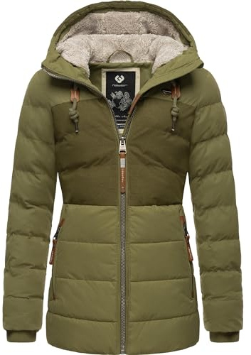 Ragwear Damen Winterjacke Steppjacke warm mit Kapuze Quantic Olive23 Gr. XL