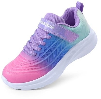 DREAM PAIRS Kids Chaussures de Course Enfant Garçon Fille Baskets Sport Légères et Confortables, Chaussures Enfants pour École et Activités Sportives,Size 35,Rose/Bleu/Vert,SDRS2411K