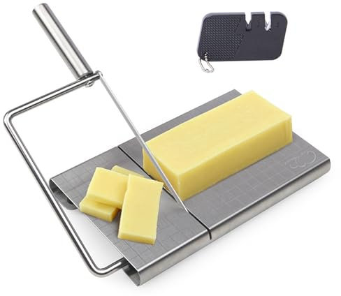 BeauFairy Affettatrice Formaggi, Taglierina Burro, Multiuso Acciaio Inox Taglierina per Alimenti, Scala Accurata per Tagliare Formaggi, Burro e Salsicce, Erbe Aromatiche, Con un Mini Temperamatite