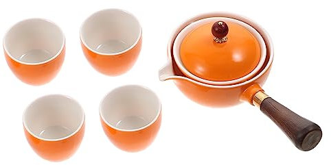 Ciieeo 1 Juego Tetera Estufa De Cafetera Mini Tazas De Té Mini Estufa Estante De Madera Blanca Infusor De Té Mini Calentador Portatil Café Hogar Familiar Cerámica Olla Individual