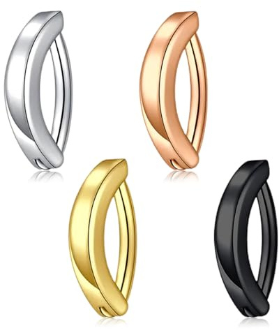 ZOKJSW 4 pcs Bijoux de Corps Sexy Bikini Femme Piercing au Nombril Arcade Anneau de Nombril Acier Inoxydable Argent Doré Boucle Clou de Ventre Courbé Inversé