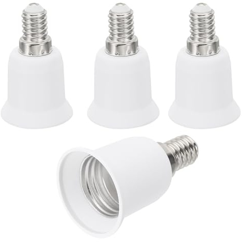 PATIKIL E14 till E26/E27 Glödlampsadapter, 4 st lampsockel sockeladapter omvandlare för glödlampor lampbaser för halogen CFL-lampa, vit